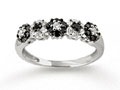 14kt White Gold Black & White Diamond Flower Ring