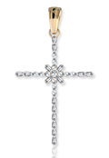 14K White Gold Baguette 1/4 Ct Diamond Cross Pendant