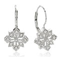 14k White Gold Starburst Drop 1/4 Ct Diamond Earrings
