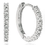 14k White Gold Prong Huggie 1/6 Carat Diamond Earrings