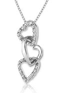 14K White Gold Prong 1/3 Carat Diamond Heart Necklace