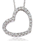 14K Diamond White Gold Swivel Heart Pendant Necklace