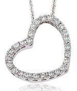 14K Diamond White Gold Swivel Heart Pendant Necklace