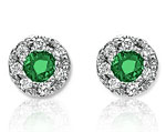 14k White Gold Fashionable Emerald Earrings
