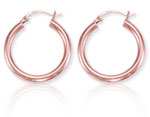 14K Rose Gold 1 1/8 inch, 4mm Medium Hoop Earrings