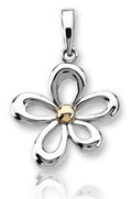 14k Two Tone Gold Fine Open Floral Style Pendant