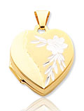 14k Two Tone Gold 15mm Floral Heart Locket