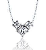 Platinum 3 Stone 3/4Ct Princess Wing Diamond Pendant