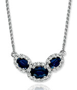 14k White Gold Elegant 1.10ct Blue Sapphire Diamond Necklace